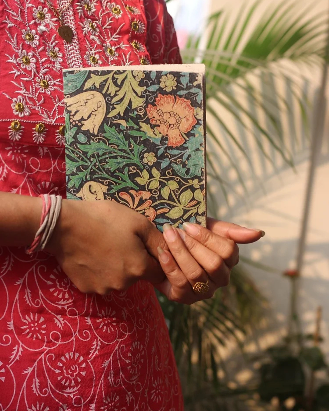 "Floral Print",  Plain Journal, Handmade From Water Hyacinth