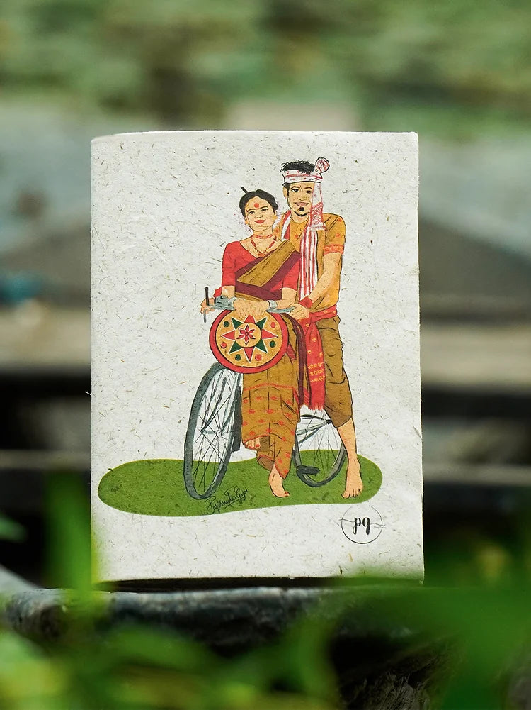 "Assamese Couple",  Plain Journal, Handmade From Water Hyacinth