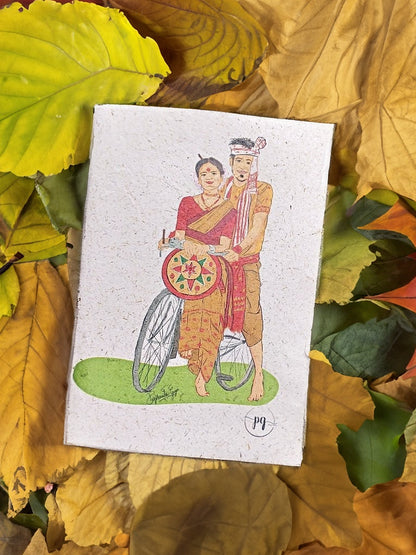 "Assamese Couple",  Plain Journal, Handmade From Water Hyacinth