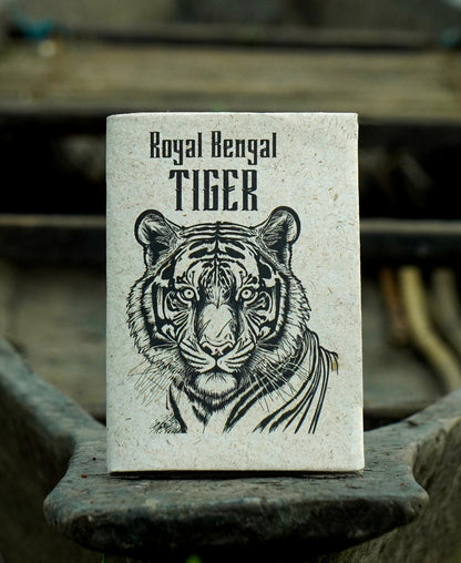 "Royal Bengal Tiger Print",  Plain Journal, Handmade From Water Hyacinth