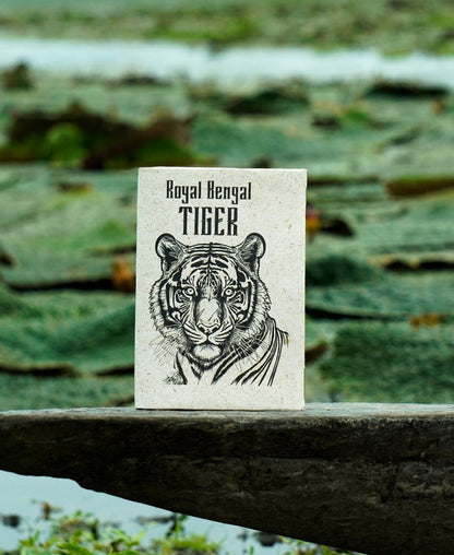 "Royal Bengal Tiger Print",  Plain Journal, Handmade From Water Hyacinth