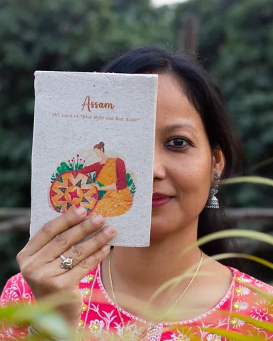 "(Nasoni) Assamese Print",  Plain Journal, Handmade From Water Hyacinth