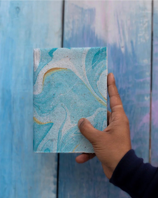 "Blue Swirls",  Plain Journal, Handmade From Water Hyacinth