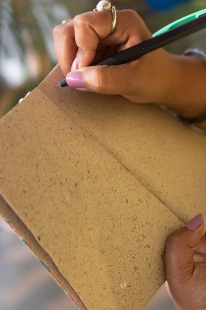 "Floral Print",  Plain Journal, Handmade From Water Hyacinth