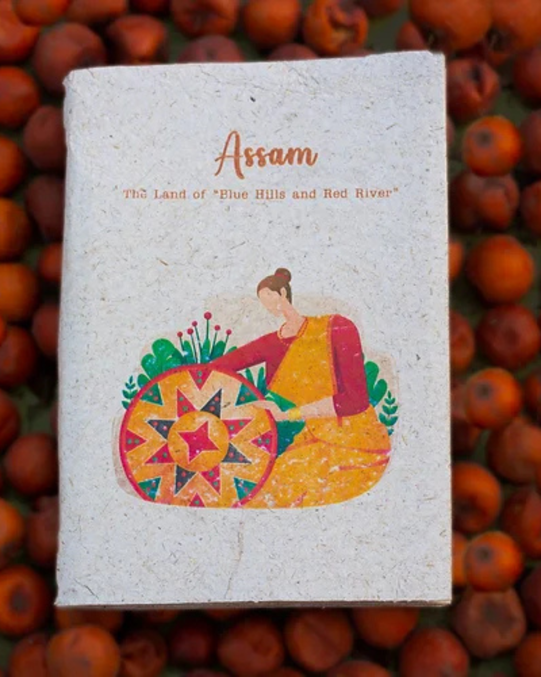 "(Nasoni) Assamese Print",  Plain Journal, Handmade From Water Hyacinth